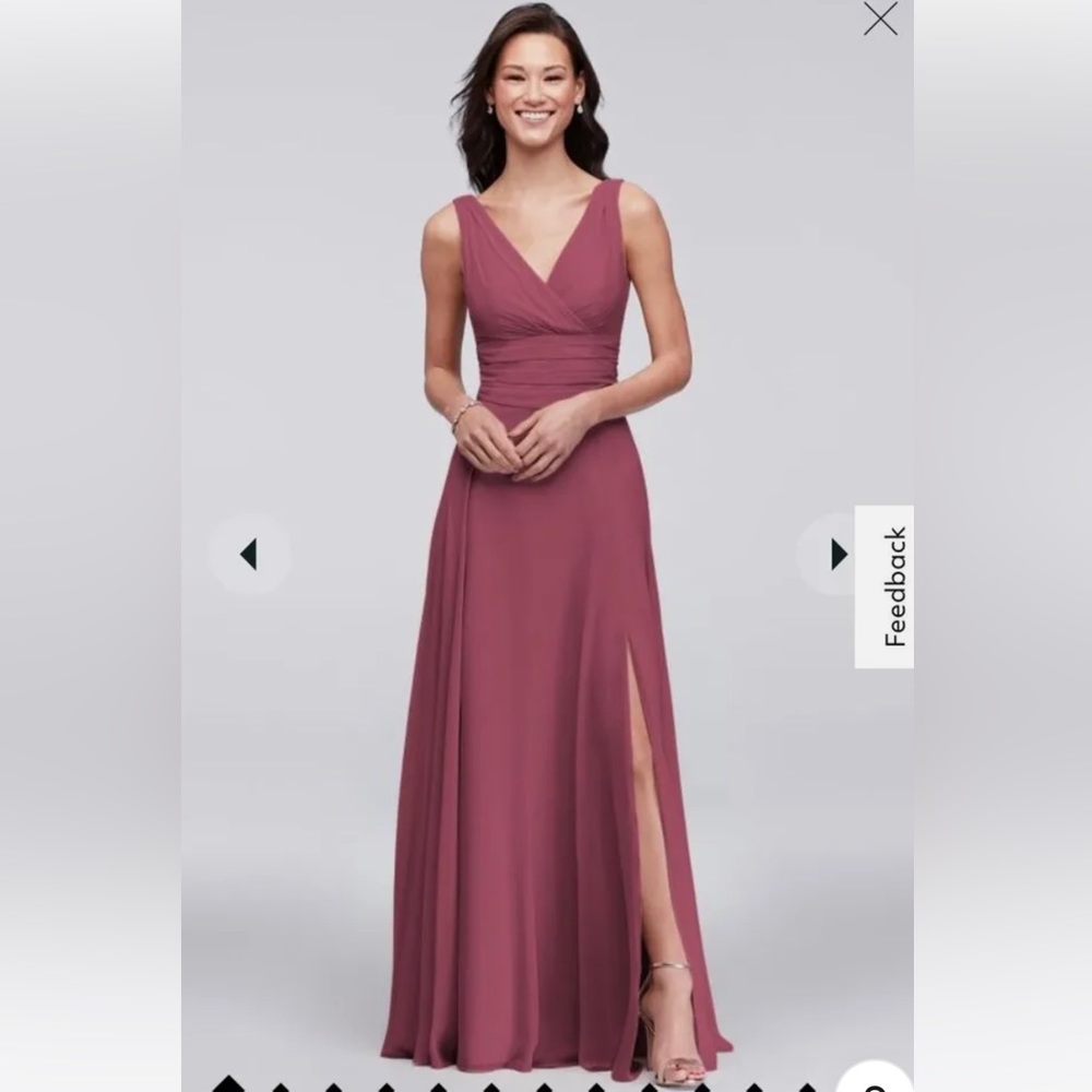 David's Bridal F19831 Long Chiffon Chianti Bridesmaid Dress size 18